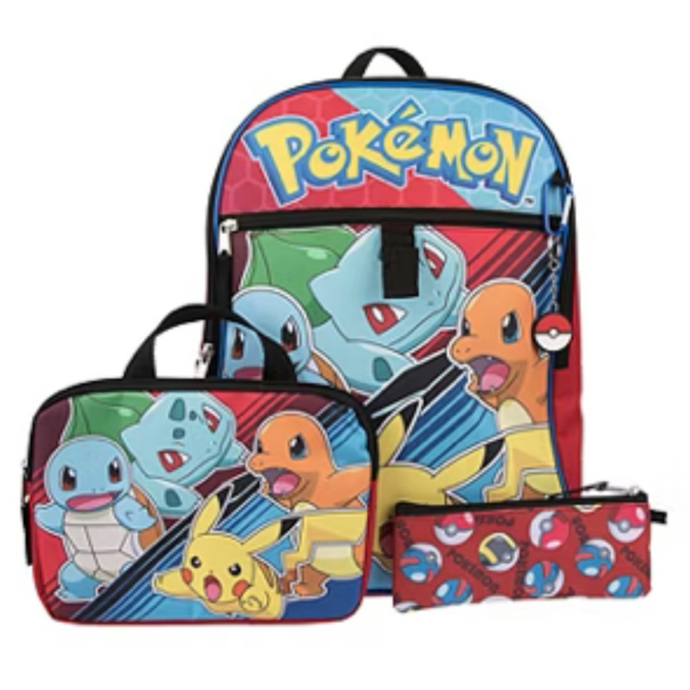 Pokemon  5 Piece Backpack Set with Utility Pouch